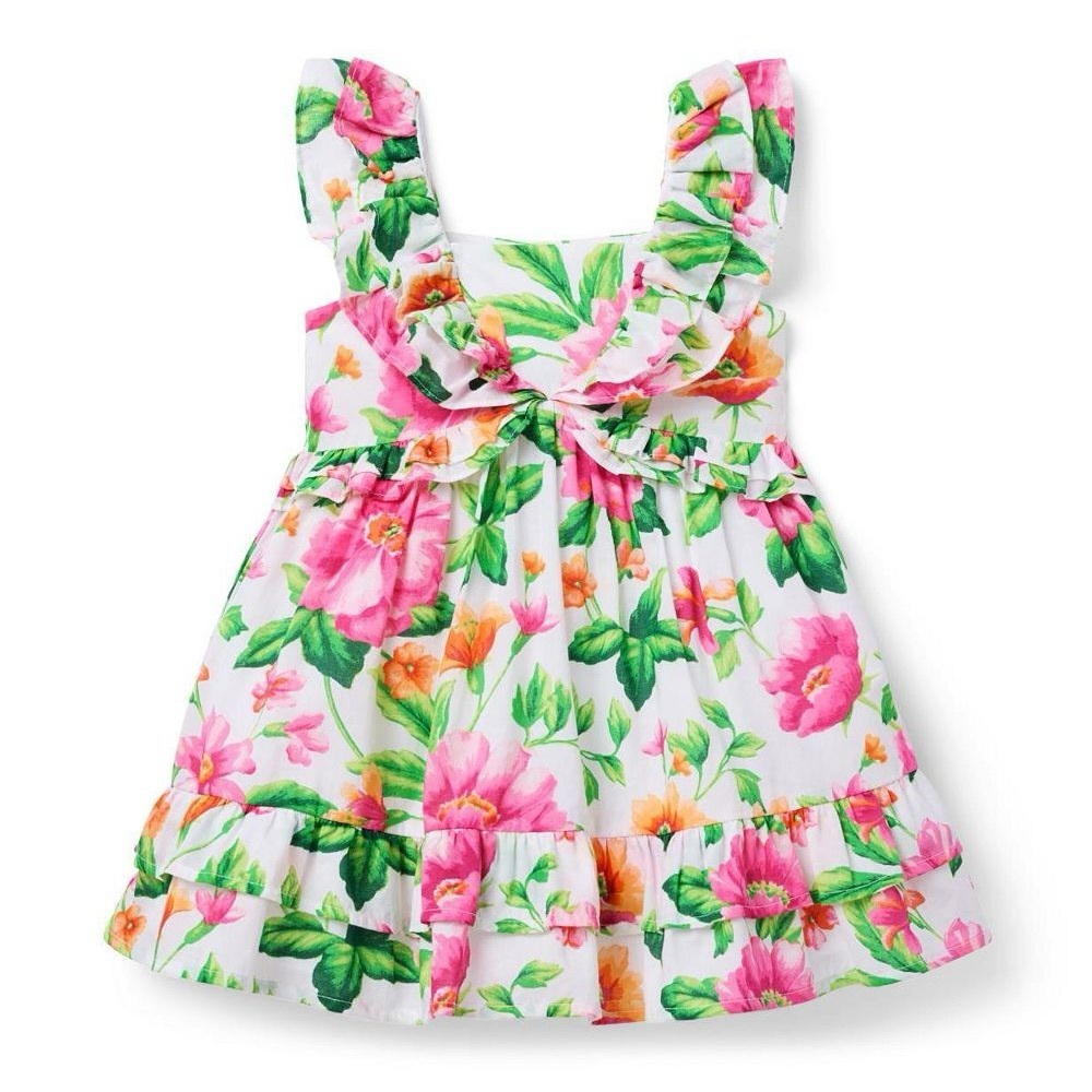 Janie And Jack Girls Floral Ruffle Dress Flowers Easter Spring Summer Sun Dress